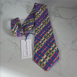 New Vineyard Vines Custom Collection Silk Tie Blue Green Pink Men's Preppy
